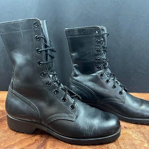 Ro Search Combat Military Boots Vintage 70s Black Leather Mens Size 8 1/2 R Vintage 1989 RO Search Black Leather Military Combat Boots  main image 4