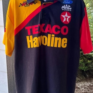 28 Texaco Havoline Racing Pit Crew Polo Shirt Mens 2XL All Over Print