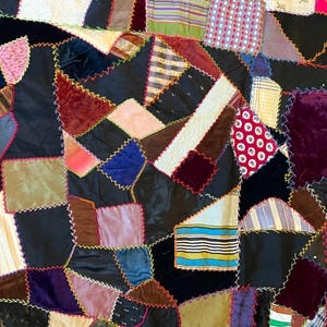 Vintage 1950s Handmade Patchwork Crazy Quilt 60 X 77”