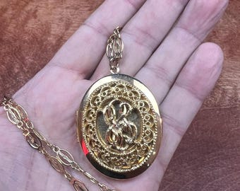 Vintage Park Lane Gold-Tone Ornate Locket Necklace