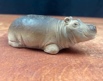 Vintage Handmade Porcelain Hippopotamus 1986 Signed House Hippo