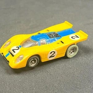 Vintage Aurora AFX Porsche 917 Yellow Blue HO Slot Car Tyco #2