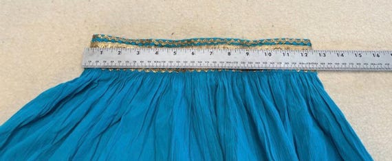 Vintage 1950s Turquoise Patio Skirt Gold Trim View 6