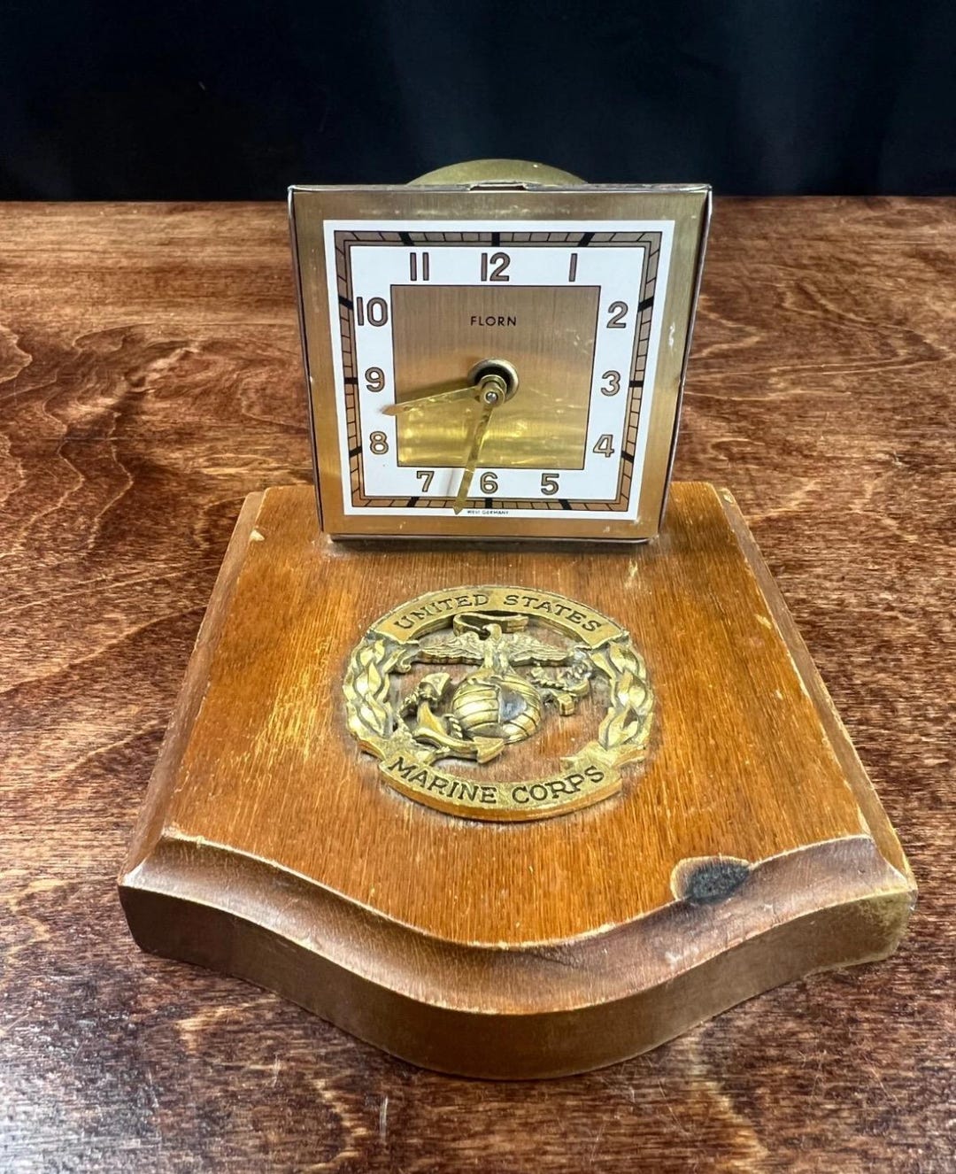Reloj de escritorio vintage de cuerda del Cuerpo de Marines de los Estados  Unidos México
