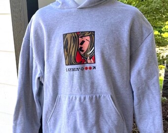 Layman Girl In the Mirror By Roy Lichtenstein Gray Hoodie Sweatshirt L