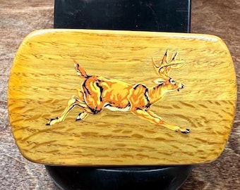 Vintage Hand Carved Rainbow Trout Wooden Belt Buckle