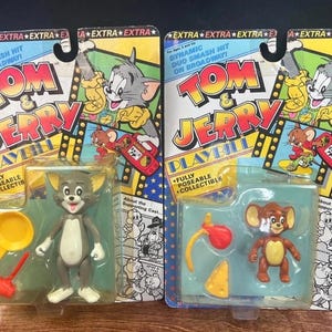 Vintage Lot of 2 Tom & Jerry 1989 Playbill Poseable Action Figures