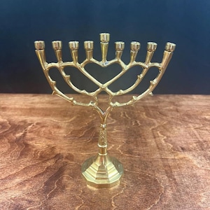 Vintage Brass Menorah 7.5” Tall