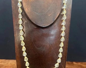 Vintage NOS Art Deco Lemon Meringue Yellow Lucite Beaded Necklace