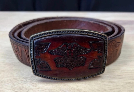 Vintage Honda Goldwing Leather Tooled Leather Belt