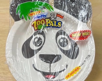 Platos de papel Hefty Zoo Pals Panda, tamaño de prueba, 8 unidades (nuevos, sin usar)