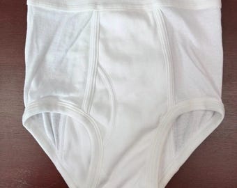 Vintage Tiger Boys 14-16 Briefs Underwear White Cotton Double Seat Qty 1