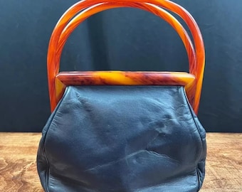 ヴィンテージ マーゴリンレザー ベークライト べっ甲柄 ハンドバッグ