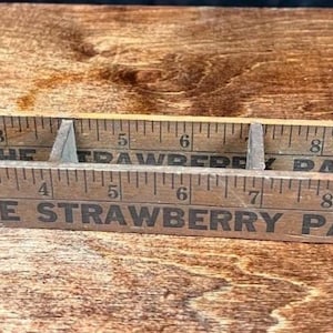 Vintage The Strawberry Patch Yardstick Trinket Tray Display Shelf