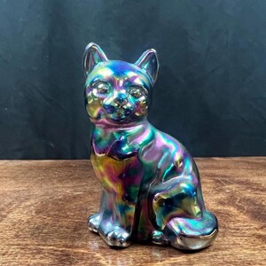 Vintage Fenton Carnival Glass Cat Iridescent Matte - Etsy
