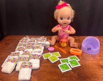 Vintage 2006 Baby Alive Interactive Soft Face Doll Potty Chair Food Diapers