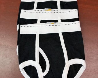 Tiger Underwear Vintage Double Seat Black Training Briefs 6-8 Lot of 3