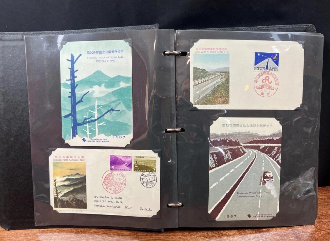 コレクション Japanese Stamps Album Japanese Stamps 1967 Stamp Set of 42 Album Vintage Scrapbook