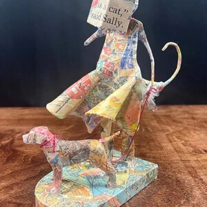 Papier Mache Maps Katze gehende Hund Figur