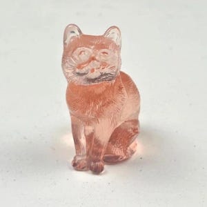 Vintage Mosser Glass Sitting Cat Light Pink
