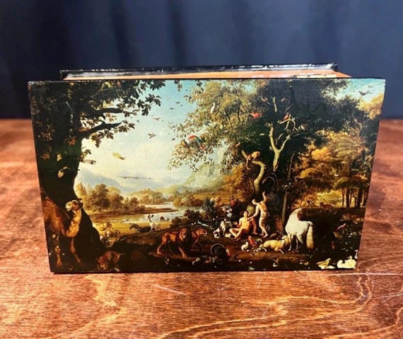 Adam and Eve in the Garden of Eden Trinket Box Brass Latch