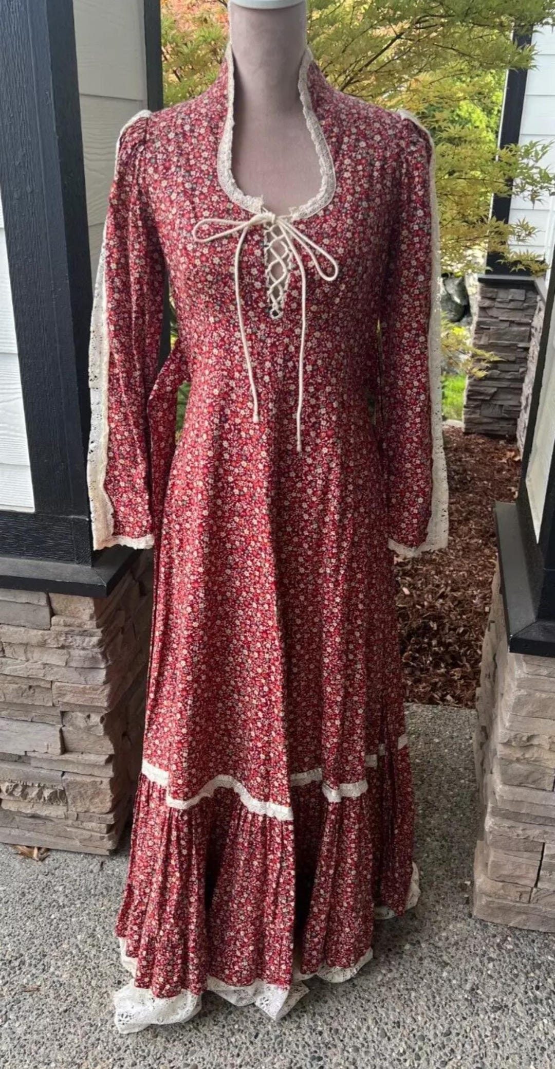 Vintage 1970s Calico Gunne Sax Prairie Dress Size 11 Corset Bodice ...
