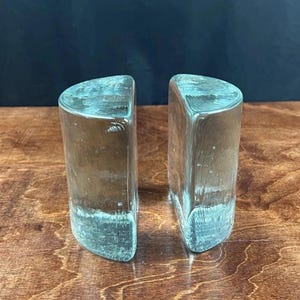 Vintage Blenko Mid Century Modern Clear Art Glass Half Circle