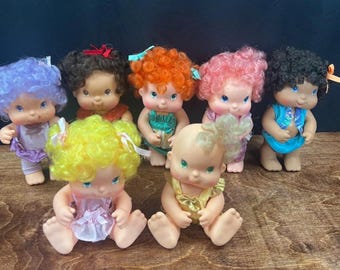 Vintage 1980s Hallmark Hugga Bunch Vinyl Doll  Lot of 7