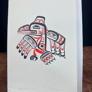 Cartão postal e envelope ''Raven'' das Primeiras Nações Haida do Pacífico Noroeste