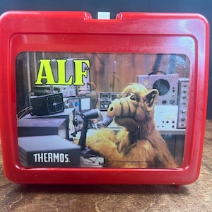 Vintage 1987 ALF Thermos Brand Lunchbox Ham Radio Plastic Red