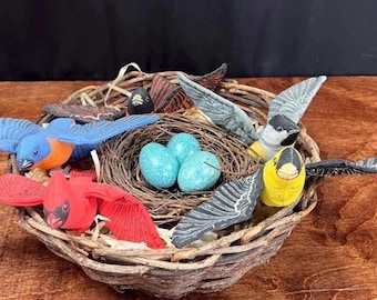Vintage Museum Of Fine Arts Finger Puppet Birds, Nest, and Eggs