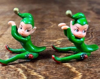 Vintage Rubber Christmas Pot Hugger Elf Elves Pixies Lot of 2