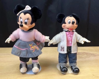 Large Disney Mickey & Minnie Mouse Musical Porcelain Wind up Dolls
