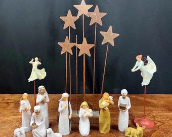 Willow Tree Krippe mit Stern Backdrop Lot von 13