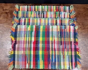 Woven Rainbow Placemats Bohemian Boho Style Lot of 4