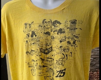 ヴィンテージ シングルステッチ 1970年代 イエロー USA ポップアート カリカチュア Tシャツ L