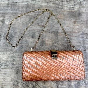 Vintage Rodo Made in Italy Copper Tone Wicker Purse Shoulder Clutch