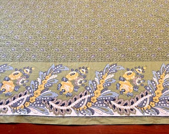 Williams Sonoma Green Botanical Floral Tablecloth 65"x86"