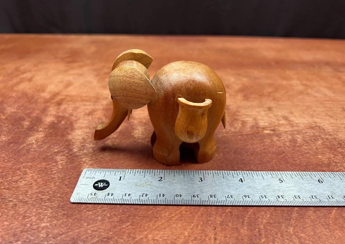 Vintage MCM Wood Wooden Elephant Figurine Tooth Pick Holder - Etsy