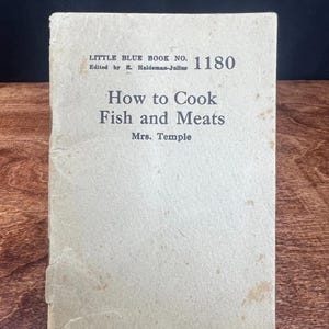Vintage Little Blue Book 1180 How to Cook Fish and Meats by Mrs. Temple 1927