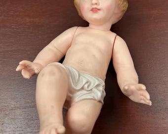 Vintage Vinyl Manger Baby Jesus w/Glass Eyes 8.5"