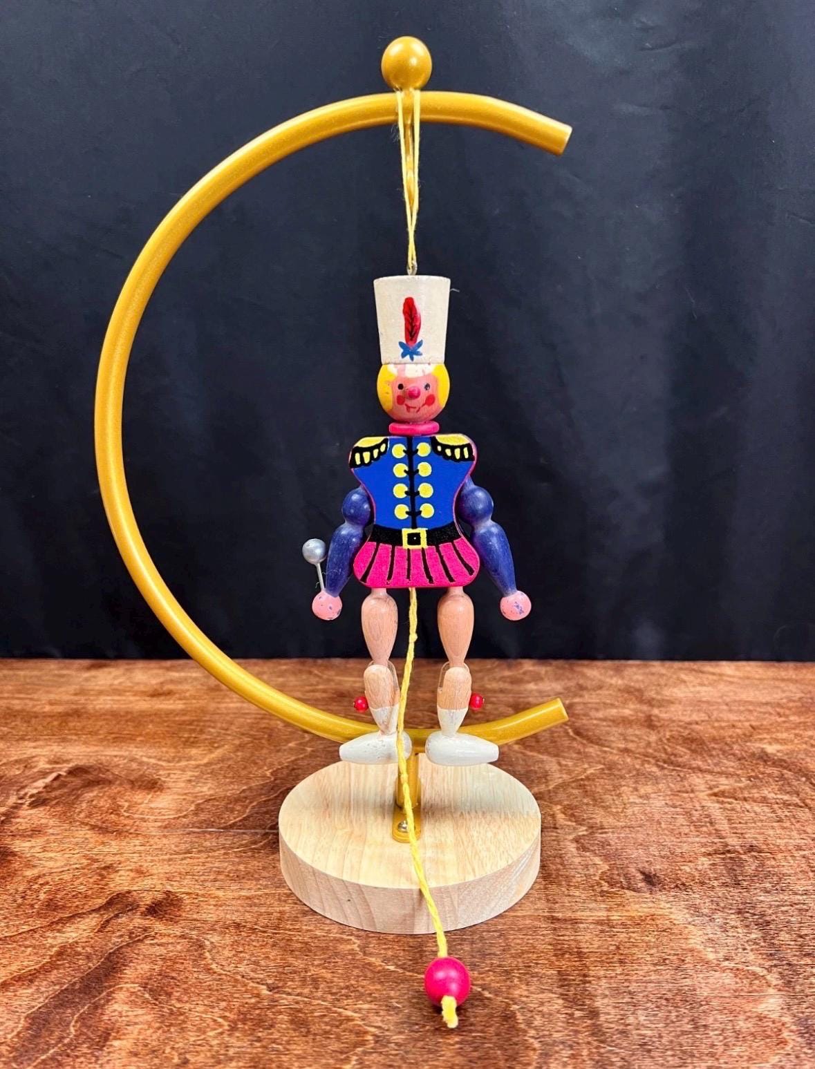 Vintage 1950's Austria M Gschnitzer Wooden Pull String Puppet