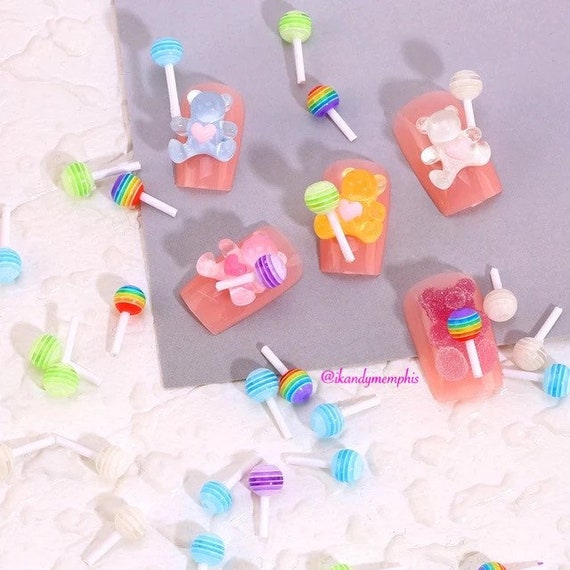 45pcs Lollipop Charms, Doll Charms, Lollipop Nail Charms, Nail Art