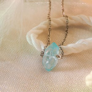 Aqua Aura Quartz Crystal Necklace | Blue Angel Aura Quartz Necklace | Authentic Aqua Aura Crystal Pendant | Aqua Aura Jewelry, Protection