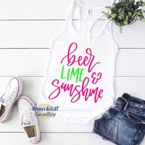 Summer tank | beer lime sunshine | vacation tank | beach tank | swimsuit cover