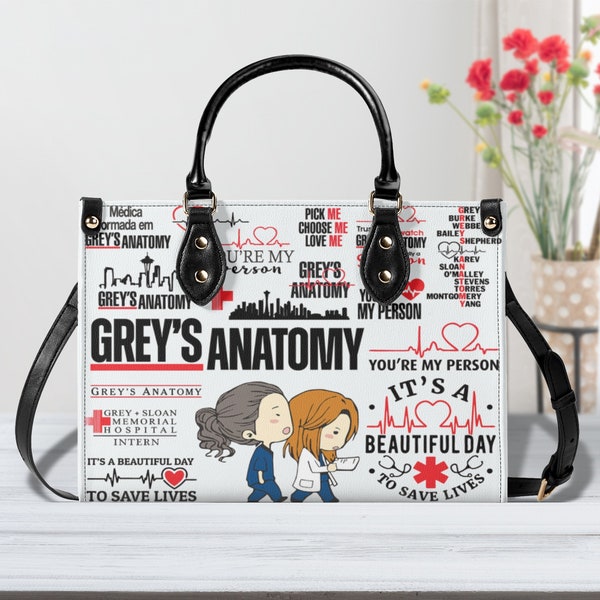 Grey's Anatomy Women Leather Handbag, Travel handbag, Gift for fan, Handmade Bag, Custom Bag, Vintage Bags, Woman Shoulder Bag, Top Hnadbag