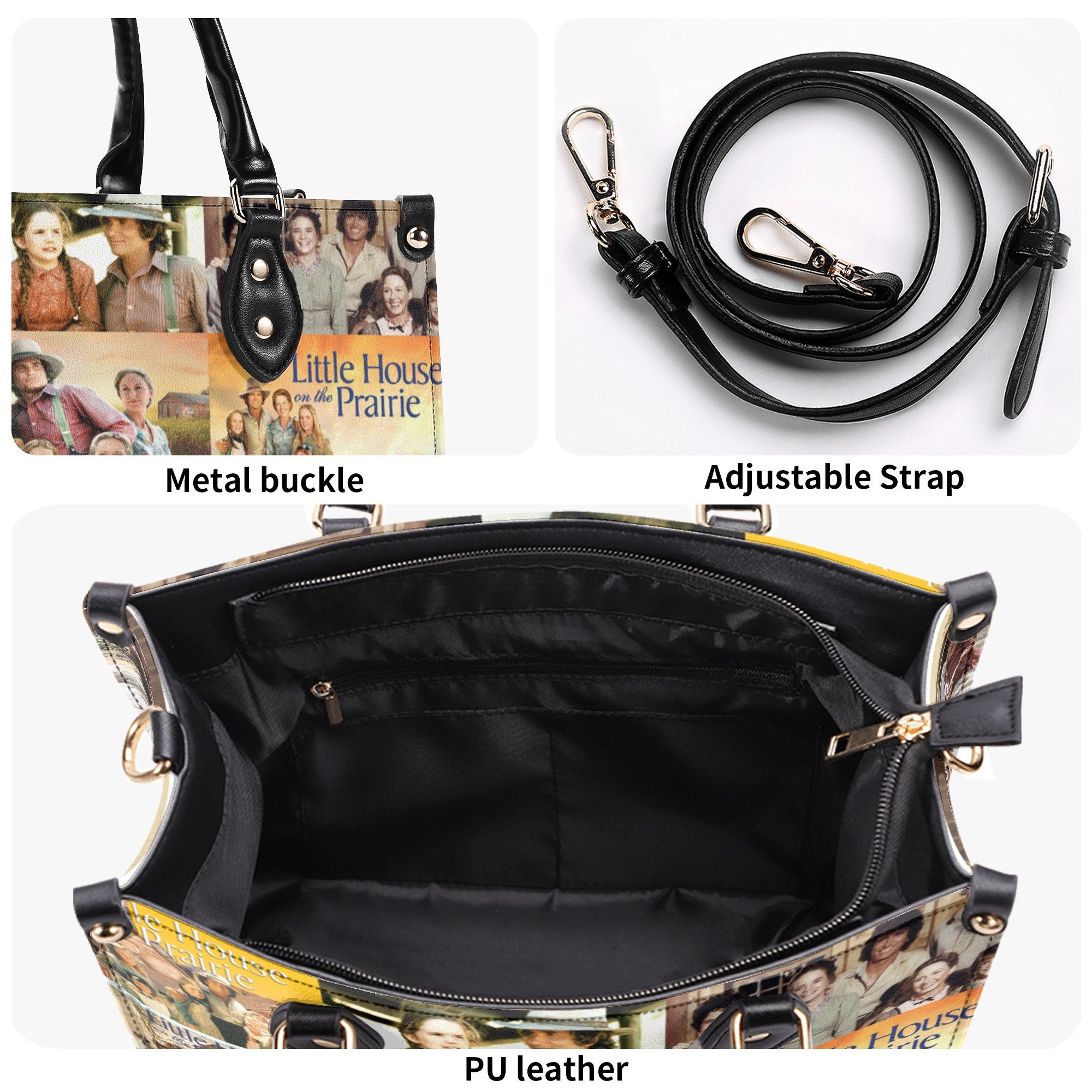 Little House Women Leather Handbag, Travel handbag, Gift for fan