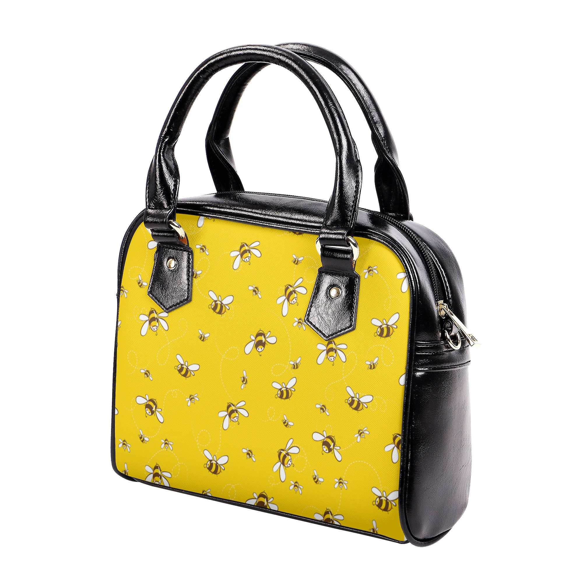 Bee Women Leather Handbag, Travel handbag, Gift for fan