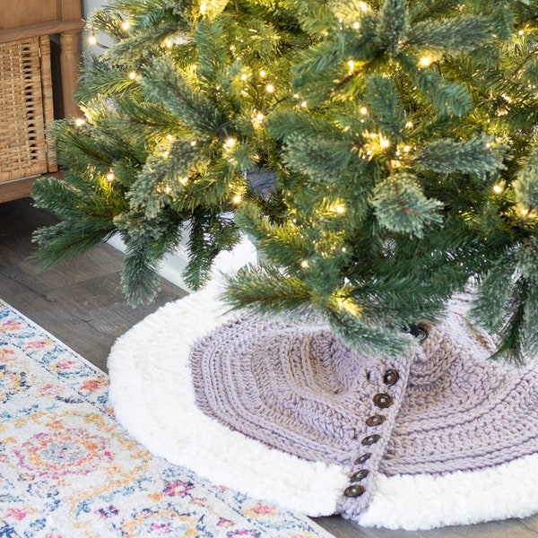CROCHET PATTERN Farmhouse Christmas Tree Skirt (Printable PDF) | Rustic Christmas Decor | Crochet Tree Skirt Pattern | Holiday Crochet Decor