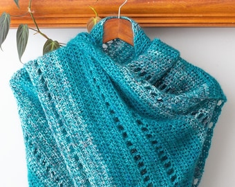 CROCHET PATTERN Muse Shawl (Printable PDF) | Crochet Shawl Pattern | Asymmetrical Wrap Scarf | Fingering Weight Yarn Shawl